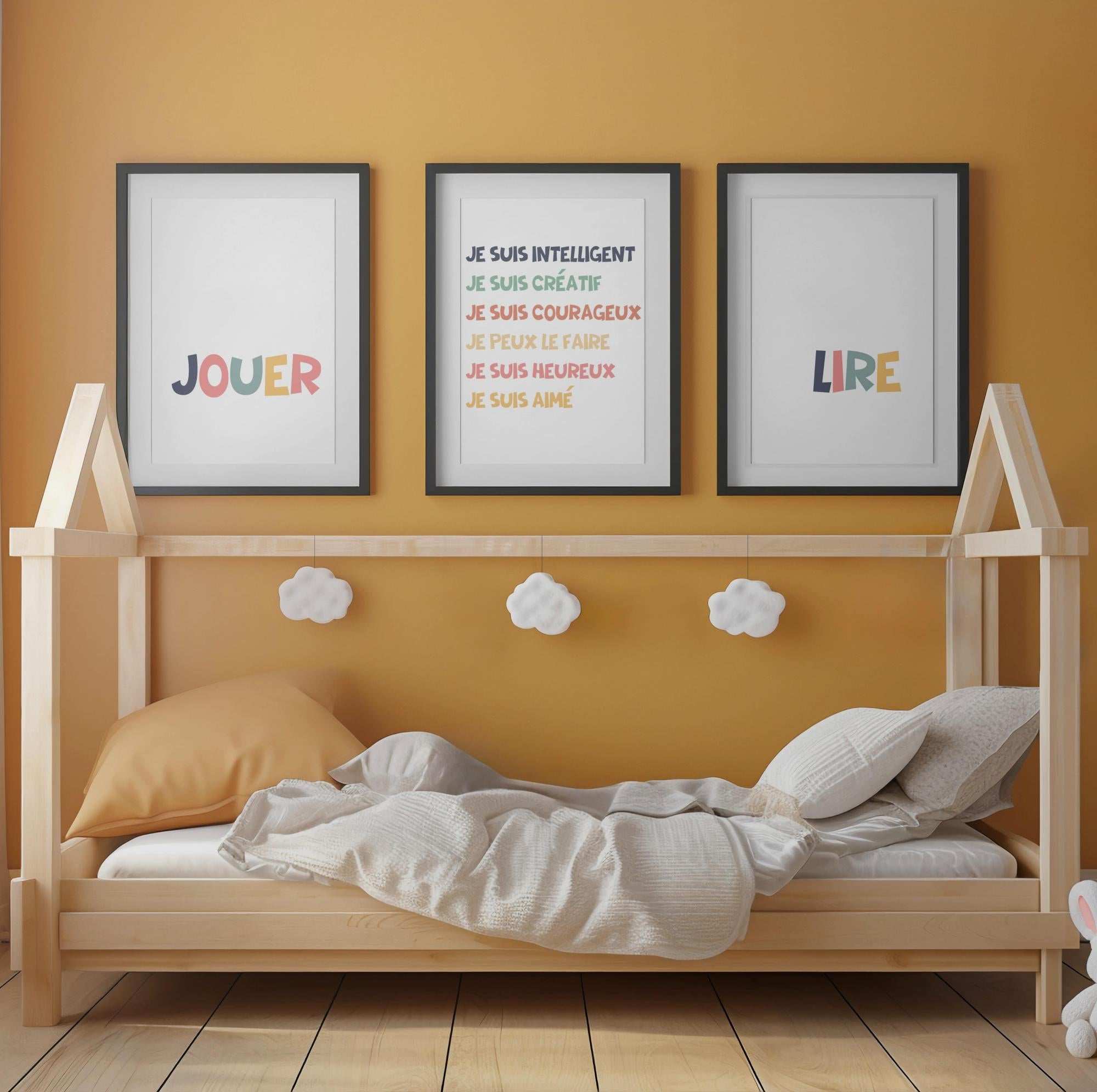 Lot de 3 affirmations positives pour enfants, imprimables Jouons, Lisons pour garçon